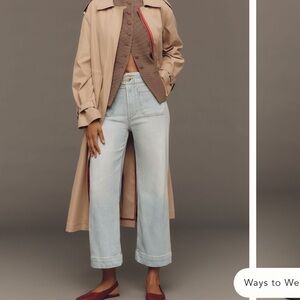 Anthropologie The Colette Korat Wash high rise Wide-Leg cropped Jeans Size 25P